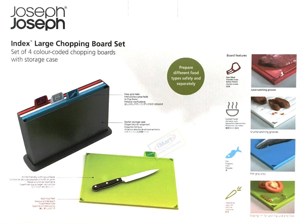 Joseph Joseph Index Large 4 Chopping Board Set Hygiene Kitchen Cutting