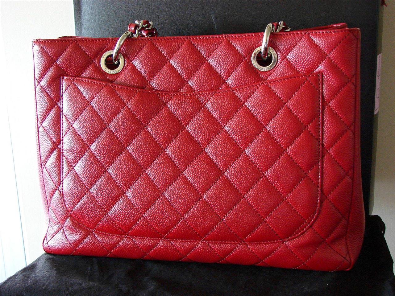 CHANEL 13C Grand Shopping Tote GST ROUGE Red Caviar Leather Box Dust ...