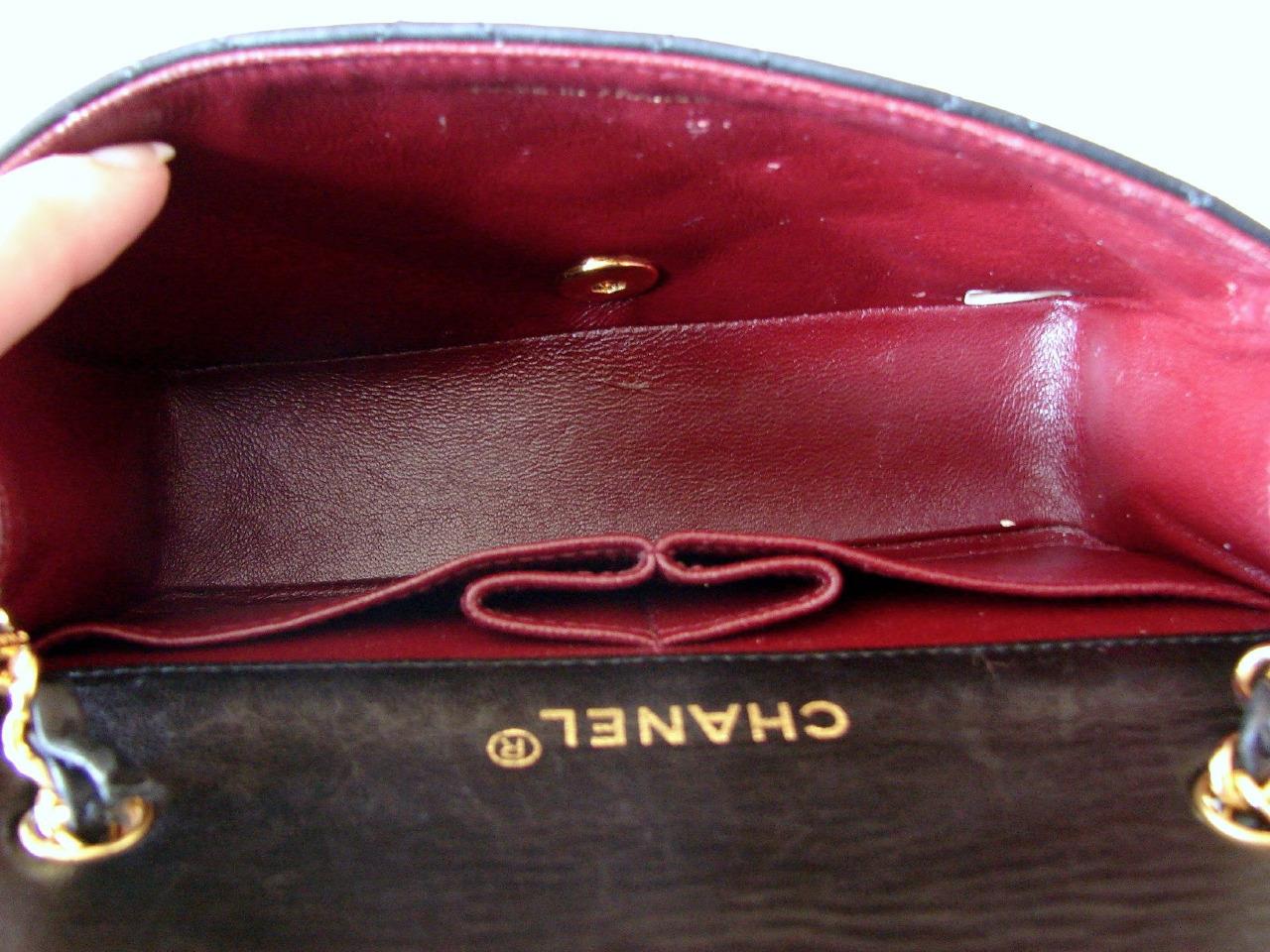 AUTH CHANEL Mini Full Flap Bag Black Diamond Stitch Leather Crossbody ...