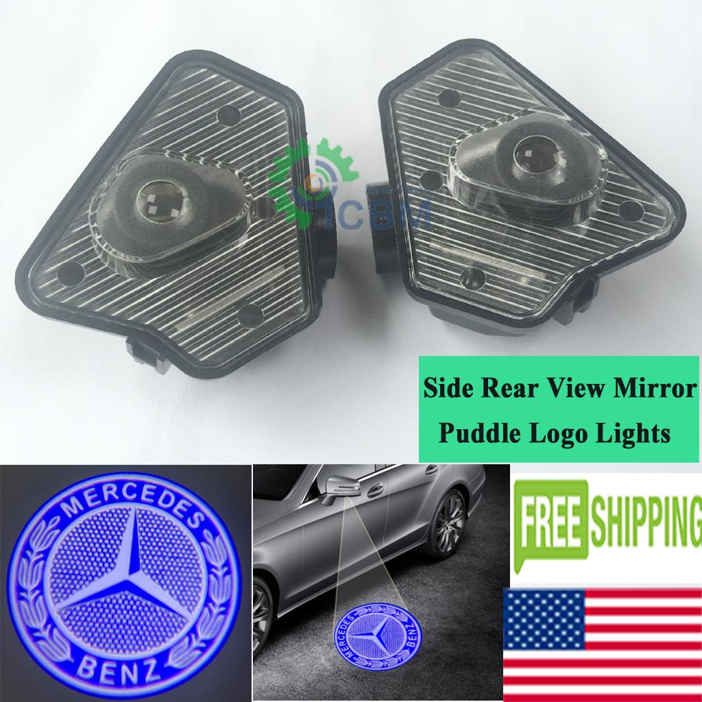 Vista Lateral Espejo Charco Luces De Logotipo Azul De Alta Potencia Para Mercedes Cla Cls Gla Glk Ebay