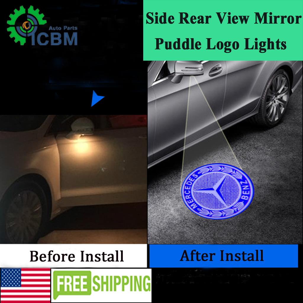 Side View Mirror Puddle Blue Logo Lights High Power For