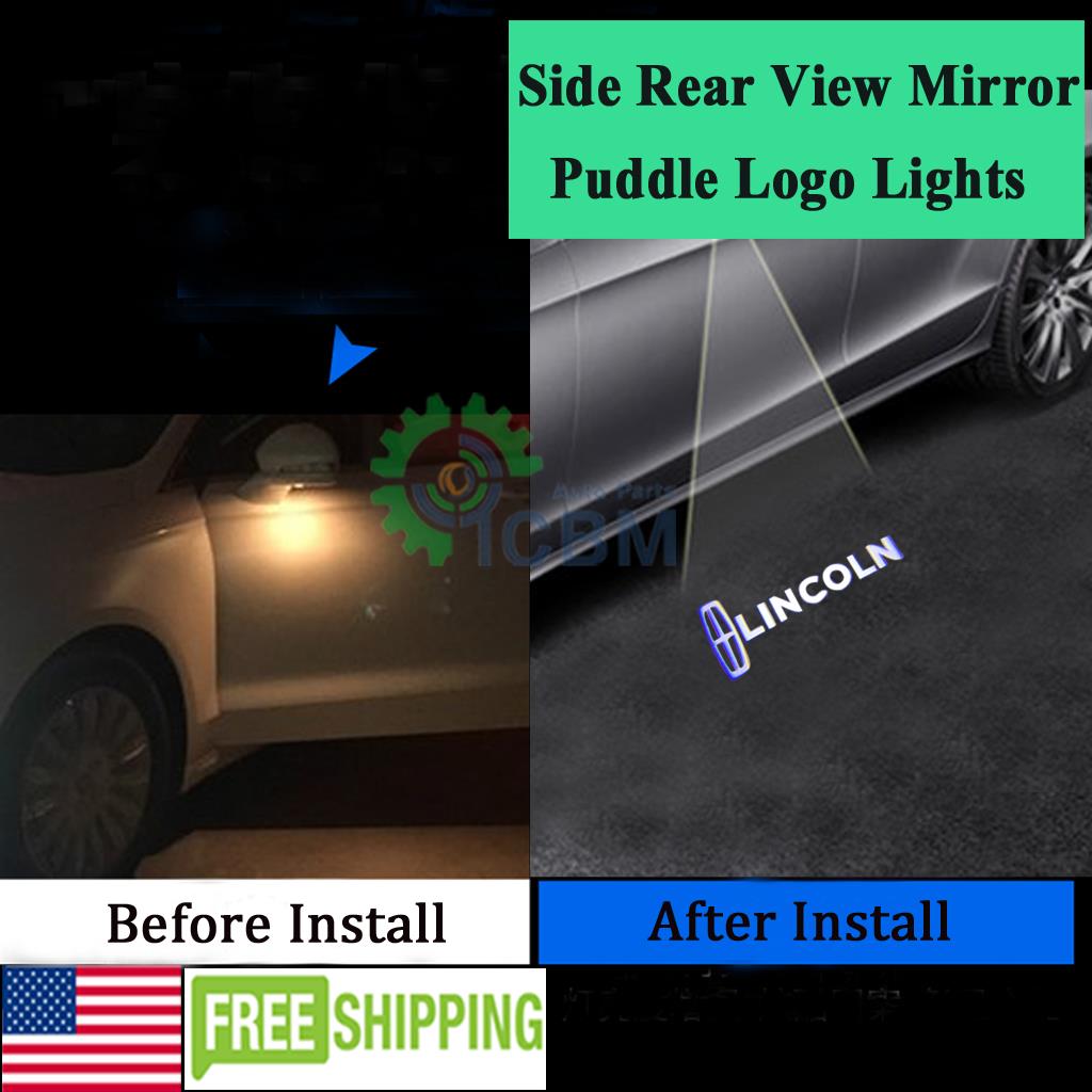 2xLED Side Rear View Mirror Puddle Logo Light For Lincoln MKS MKT MKX