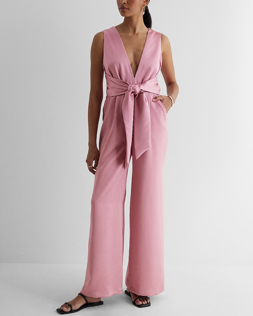 express pink satin dress Satin Sweetheart Sleeveless Drop Waist Midi Dress With Pockets
