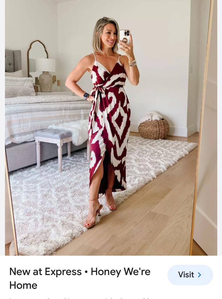 NWT EXPRESS IKAT surplce midi satin dress INSTAGRAM FAV L LARGE