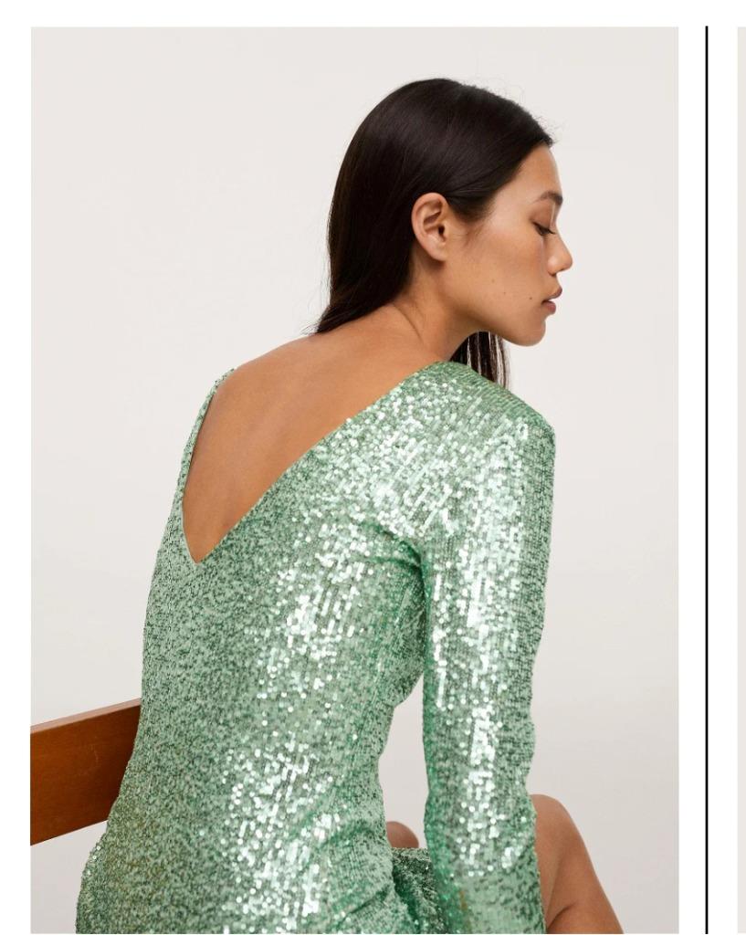 mango sequin mini dress nwt MANGO scoop back lined sequin mini dress strong shoulder stretchy xs or  s