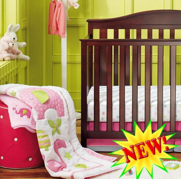 Details About New Baby Girl 8 Pieces Pink Elephant Theme Cotton Nursery Bedding Crib Cot Sets
