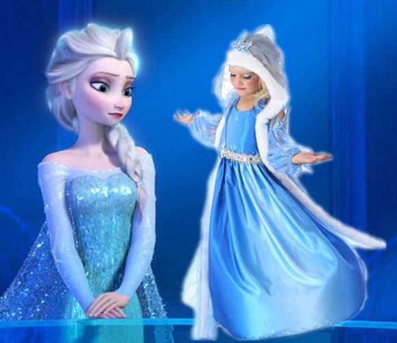 Girl Frozen Winter Style Fur Cape Elsa Party Birthday Dress Costume 5 9y Crown Ebay