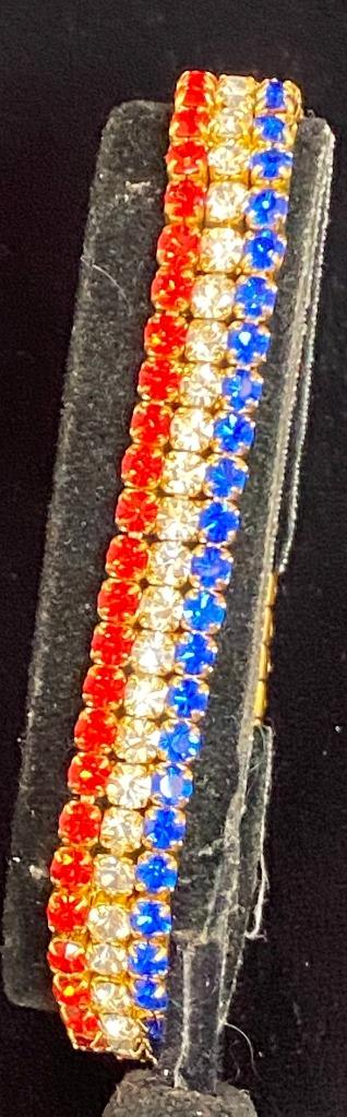 Patriotic Red White & Blue Stretch Slip-on Czech Crystal Bracelet 2-Choices - Picture 24 of 25