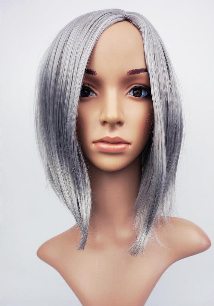 Details Zu W107 Silver Grey Mid Length Bob Ladies Wig Natural Look Studio7 Uk