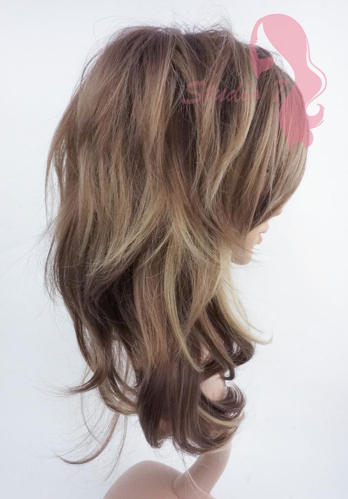 W135 Chocolate Blonde Mid Length Choppy Layers Wig Studio7 Uk Ebay