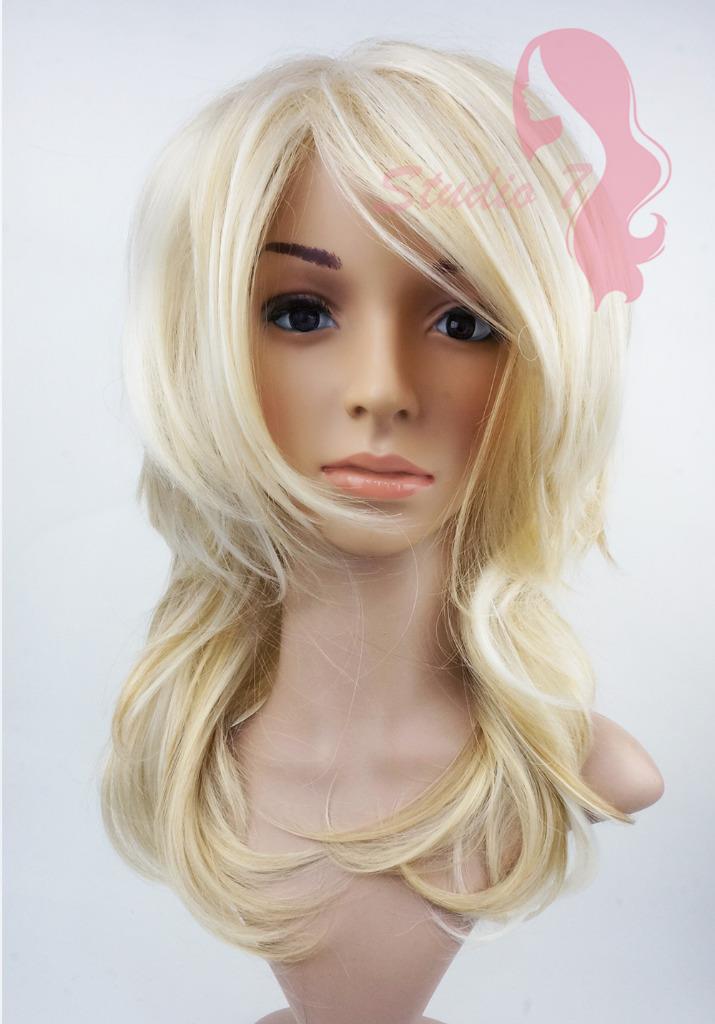 W137 Bleach Blonde Mix Mid Length Choppy Layers Wig ...
