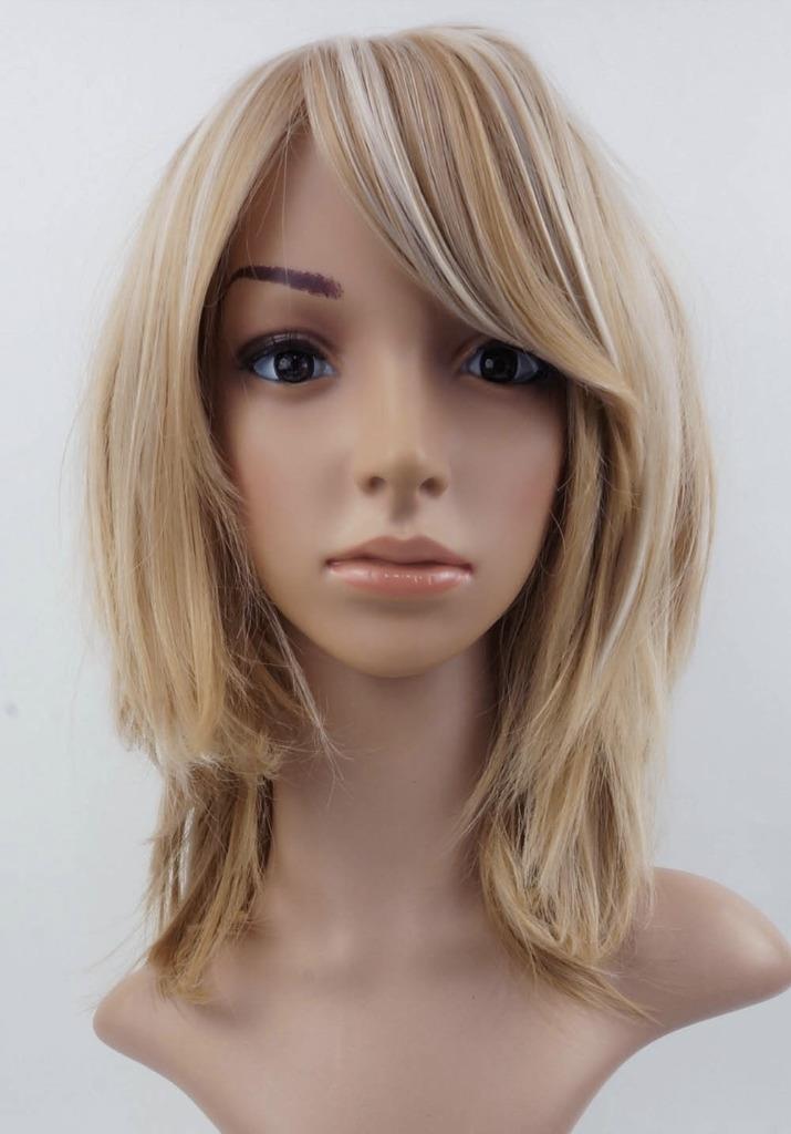 W23 Honey Blonde Highlight Full Wig Medium Length Natural Look ...