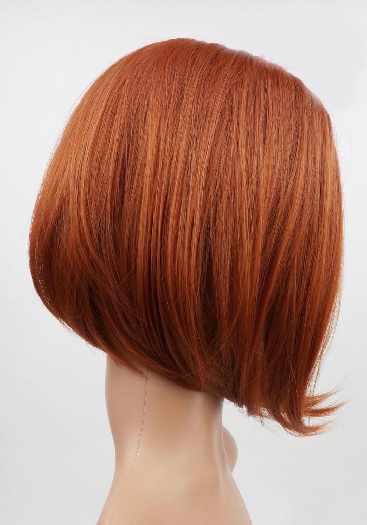 W91 Light Auburn Ginger Mix Mid Length Bob Ladies Wig Natural Look