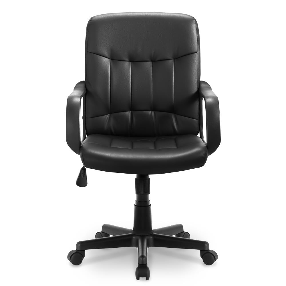 Small Leather Task Office Chair Computer Desk Swivel Executive Adjustable Black | eBay