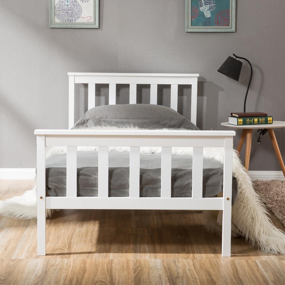  Single  Bed  White 3ft Solid Wooden Bed  Frame Adult  