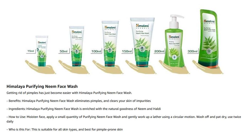Himalaya Herbals Purifying Neem Face Wash With A Natural Blend Of Neem Haldi Ebay