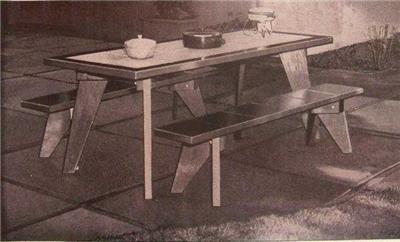 Tile Top Patio Picnic Table Benches Howto Plans Redwood Ebay