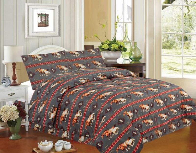 Running Horse 4 Pc Queen Comforter Set Southwestern Navajo Lodge