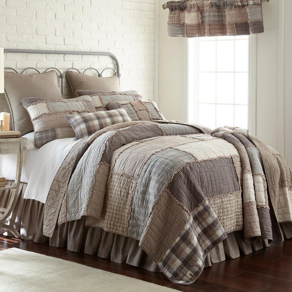 Donna Sharp Smoky Cobblestone Rag Quilted Country Rustic *QUEEN* 3 Pc Quilt Set | eBay