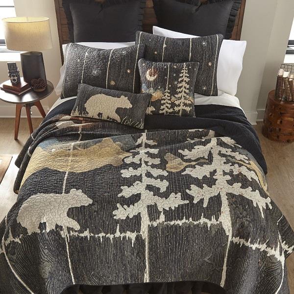 Donna Sharp Bear Walk Quilted Soft Polyester Rustic Country Twin 2 Piece Set