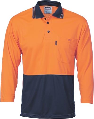 10 x DNC Workwear Mens Hi Vis 2 Tone Cool Breathe Polo Shirt 3/4 Sleeve New 3812 - Picture 2 of 3