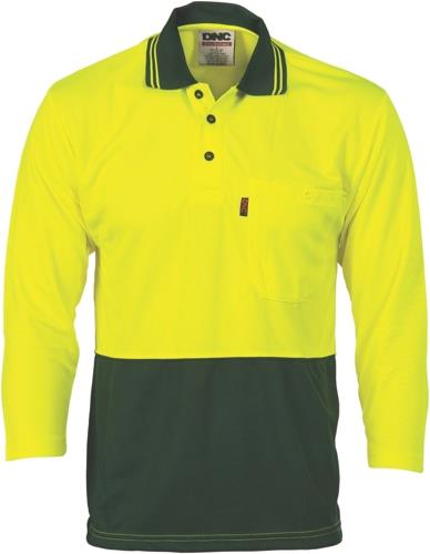10 x DNC Workwear Mens Hi Vis 2 Tone Cool Breathe Polo Shirt 3/4 Sleeve New 3812 - Picture 3 of 3