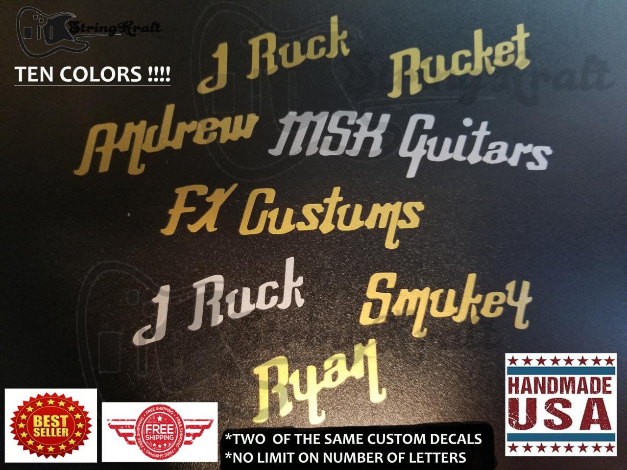 Fibson Style Lettering Headstock Decal Customize To Your Brand Premium Vinyl Ebay