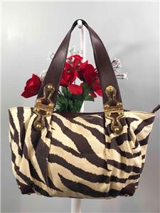 【関税&送料込】Michael By Michael Kors Printed Canvas Templ MICHAEL KORS Zebra Prints Canvas w. Leather Trims Shoulder