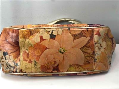 MAURIZIO TAIUTI Multi-color Floral Gold Straps Leather Shoulder