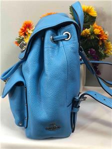 COACH Azure Blue Leather Mini Turnlock Rucksack Backpack #37581 | eBay