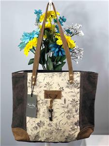 3375 Myra Bag Canvas Tote with Cream Printed Lining 253375 Amazon.com: Myra Bag Retro Upcycled Canvas Weekender Bag S  main image 2