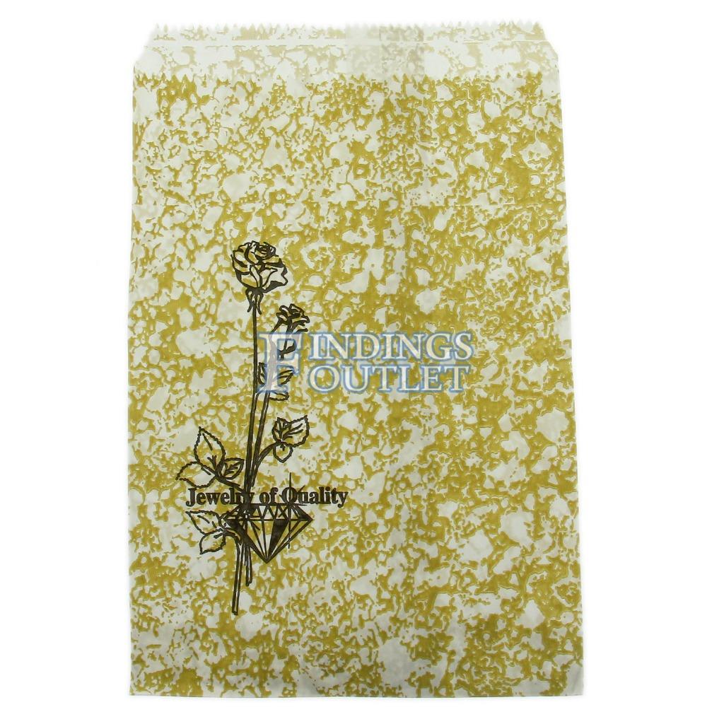 Gold Rose Style Paper Gift Bags For Jewelry Merchandise Shopping 5x7 Pack Of 100