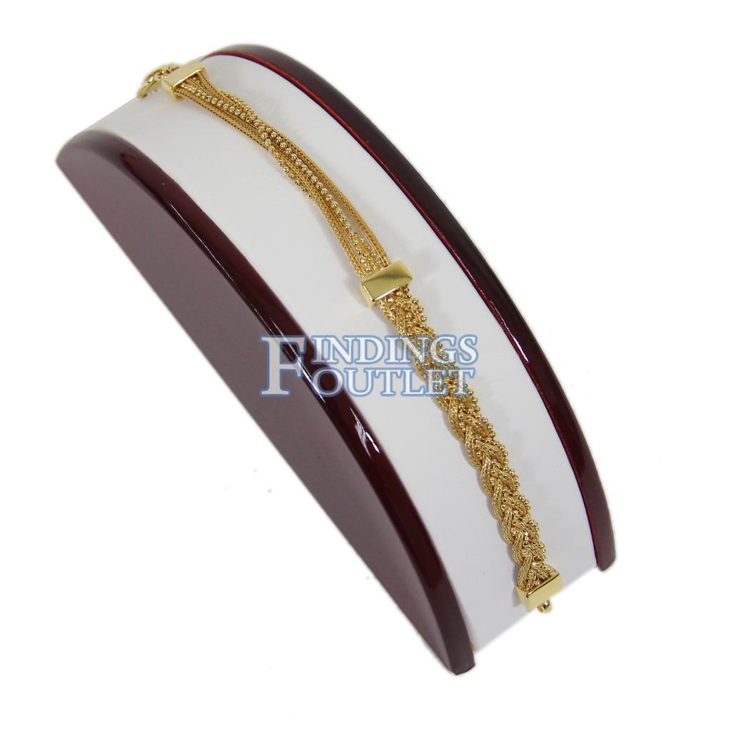 FindingKing White Leather Bracelet Half Moon Display Ramp Stand
