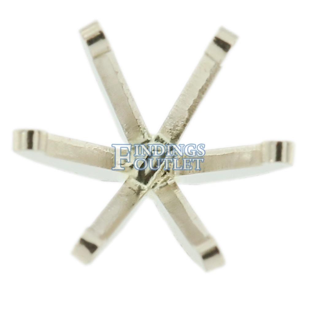 14K White Gold Round 6 Prong Peg Head Setting Standard Style For Center