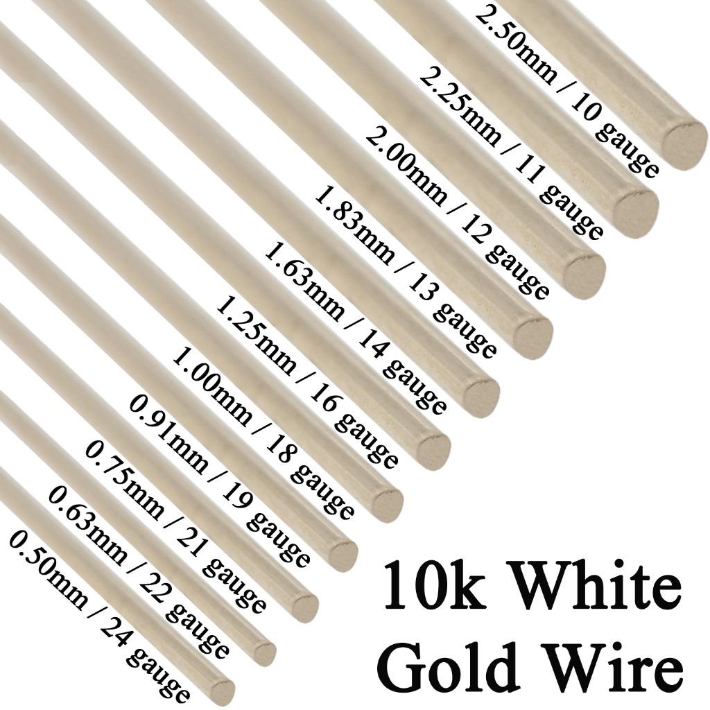 10k Solid White Gold Round Wire Half Hard 1 Inch 10ga 24 Gauge 0 5mm 2 5 Mm Ebay