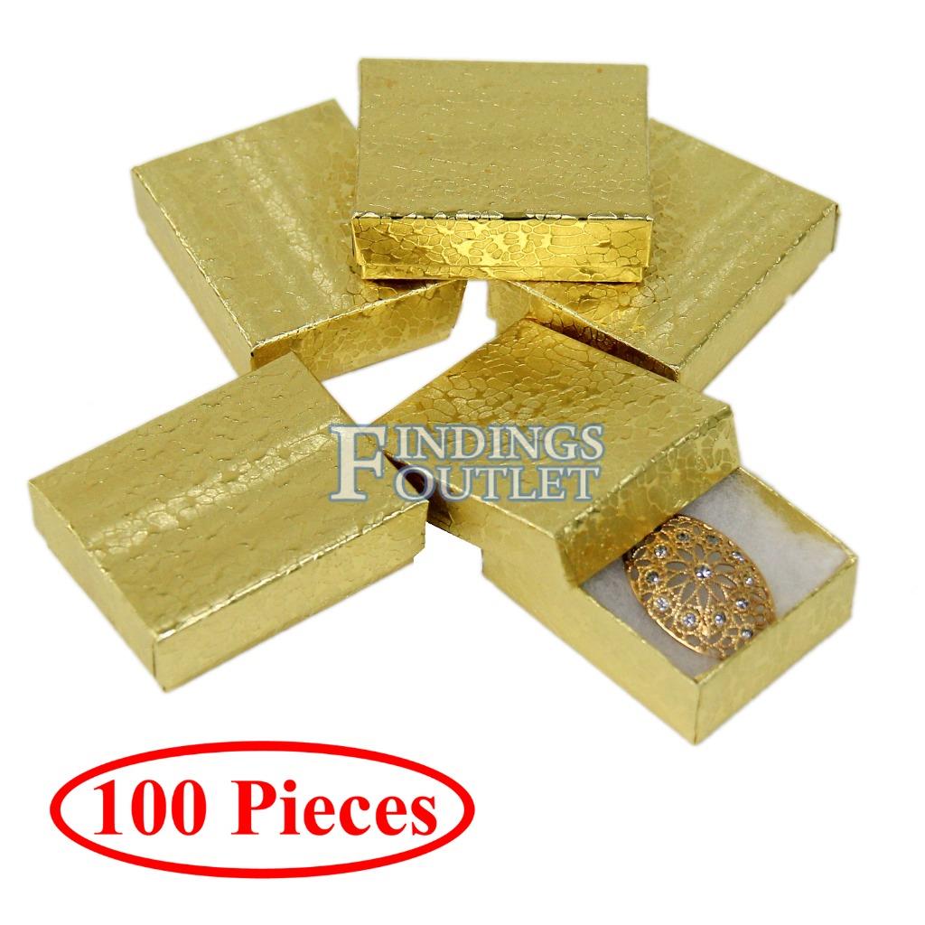 Cotton Filled Gift Box Fancy Gold Foil Jewelry Boxes Cardboard Display 100 Pcs eBay