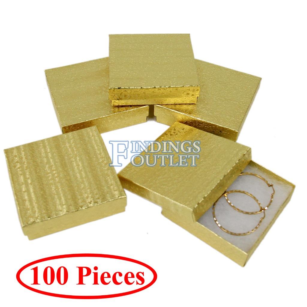 Cotton Filled Gift Box Fancy Gold Foil Jewelry Boxes Cardboard Display 100 Pcs eBay