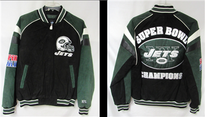 New York Jets Men's Size XL Suede Leather Super Bowl Champions