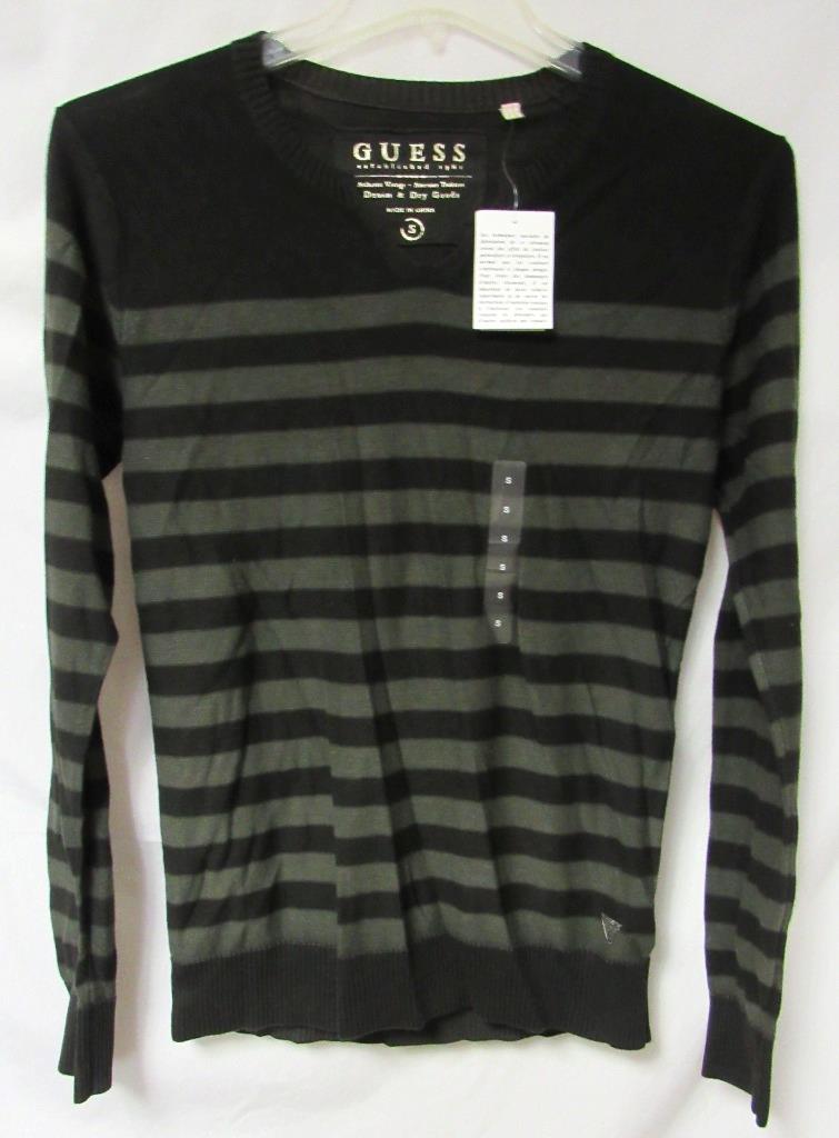 Guess Mens S M XL or 2XL Striped Split V-Neck Sweater MSRP $79, 3 Colors C1 6173 - Picture 10 of 12