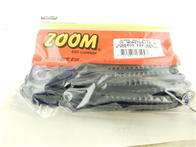 Zoom Super Salt Ol Monster 10 5 Junebug Pepper Red Bait New 9 Pack Ebay