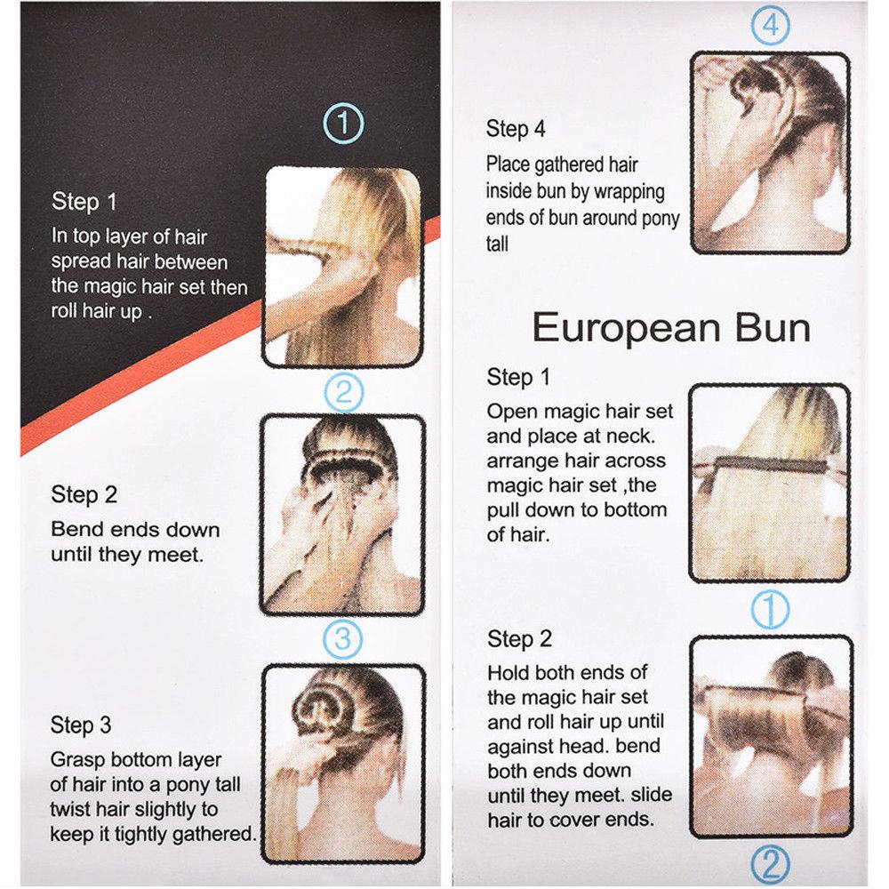 6x Women S Magic Hair Bun Snap Styling Donut Former French Twist