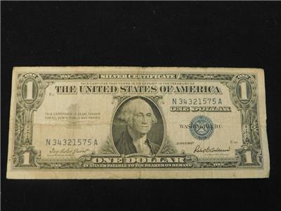 1957 1 Silver Certificate With Off Center Error In Front Back Top Bottom Ebay