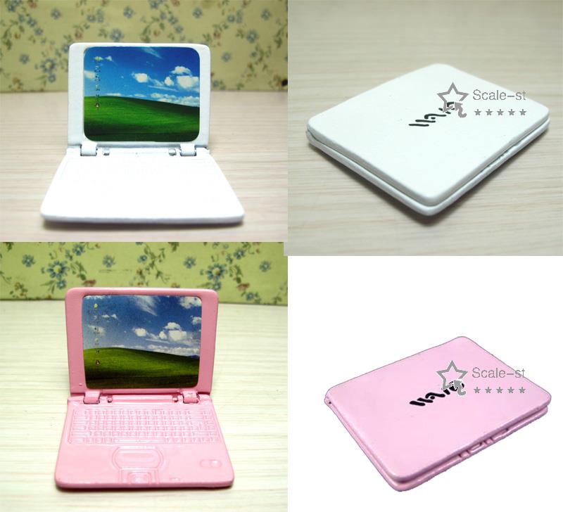 Dollhouse Miniature Metal Laptop Computer Notebook Study Room Accessory