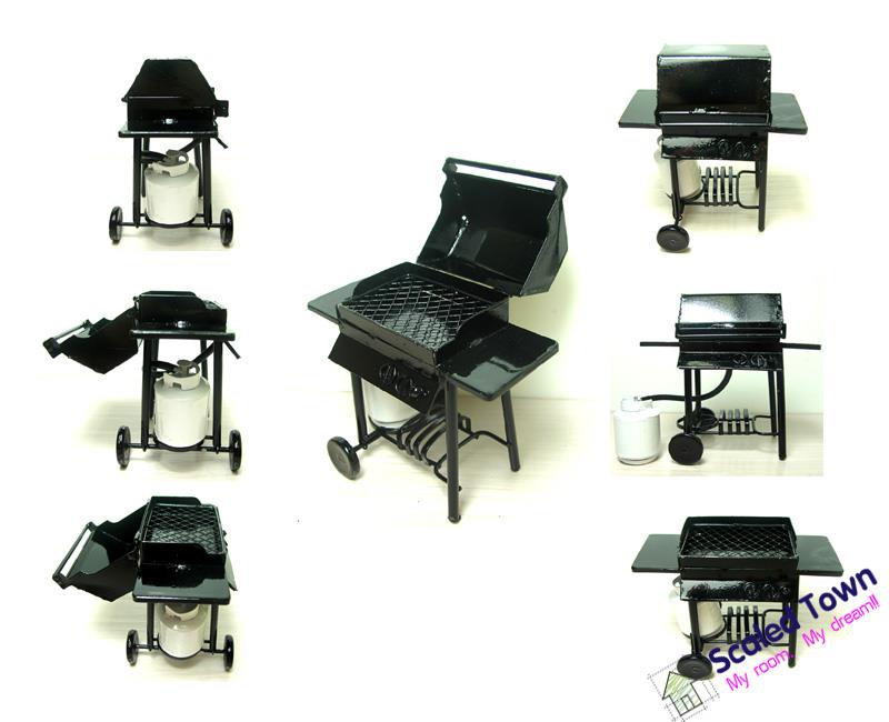 EVTSCAN 1/12 Miniatura casa delle Bambole - Griglia per Barbecue Mini griglia per Barbecue Modello di Forno per Barbecue Decorazione per Auto RC Modello di Carrello per Barbecue