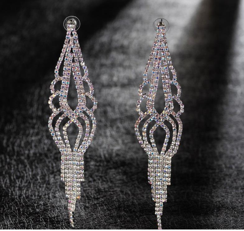 Drag Queen AB Chandelier Earrings Stage Pageant Bridal Costume Jewelry ...