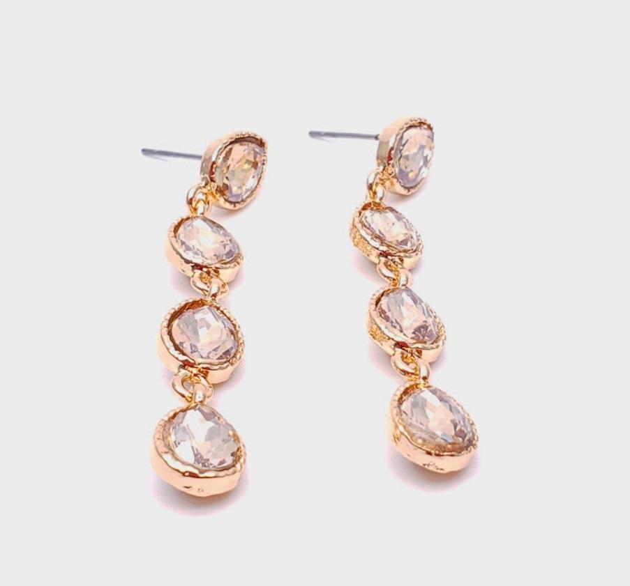 Silver tone amber champagne Teardrop drop Dangle Earrings Prom long elegant | eBay