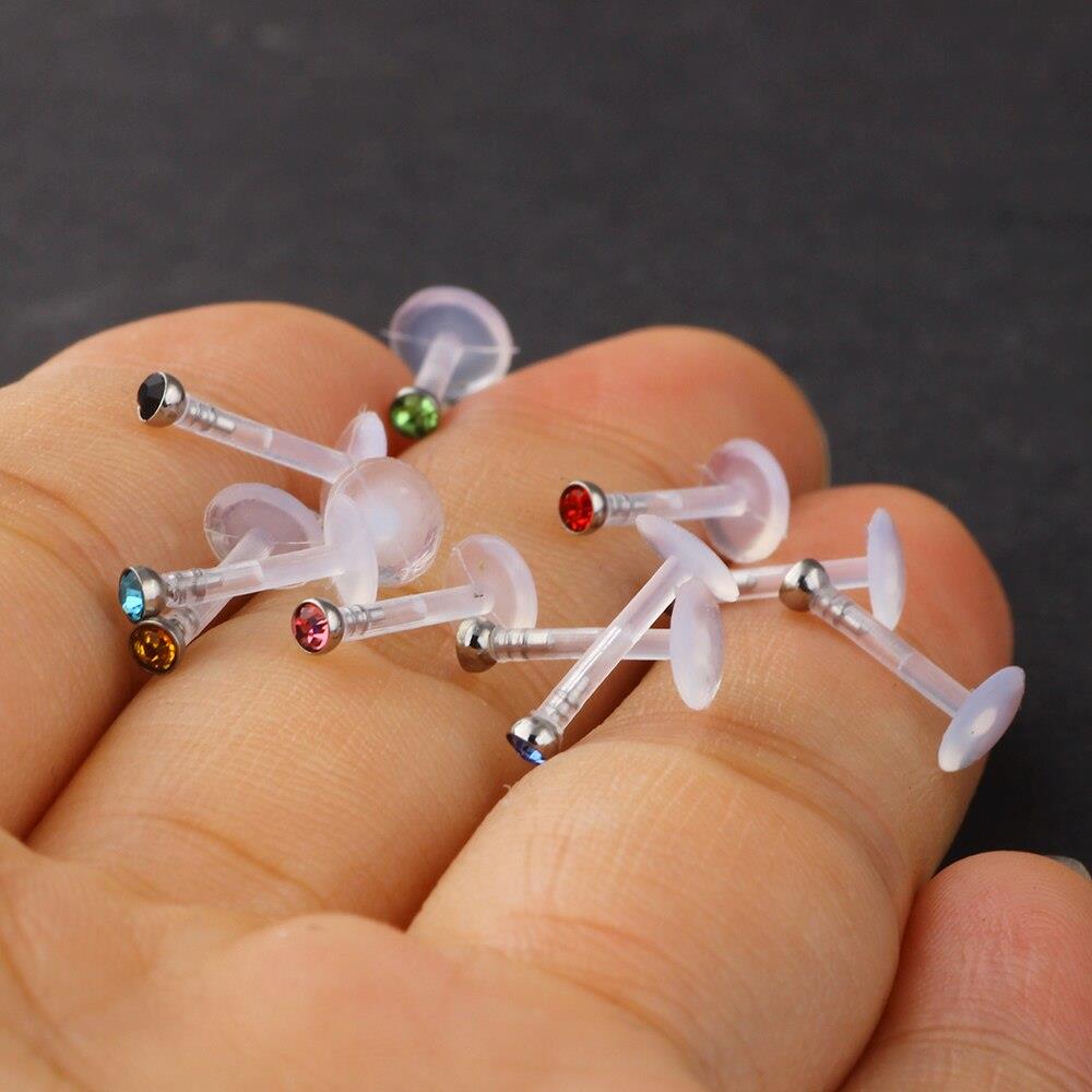Push Pin Labret Stud Bioplast gem Jewelry Nose Earring Tragus Helix