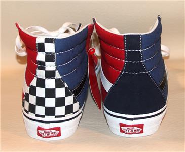 Match Checker Red Vans VANS Mismatched SK8-HI Suede Leather Red