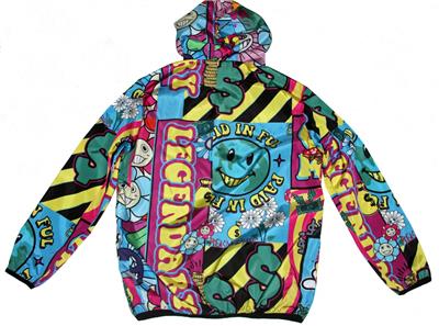 Reason Brand Half Zip ANORAK Bright Flower Power Mesh Lined Reason Brand Half Zip ANORAK Bright Flower Power Mesh Lined