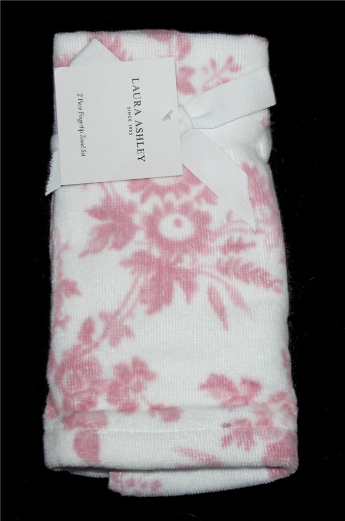2 Laura Ashley Pastel Blue or Pink Floral Velour Cotton FINGERTIP Towels U-Pick - Picture 3 of 3
